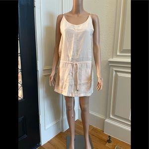 On the Road sun dress in light peach, faint chevron pattern throughout. Size XS